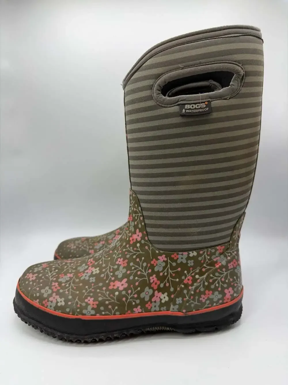 BOGS Classic Flower Stripe Boots Youth 5 Waterproof Insulated -30°F Floral